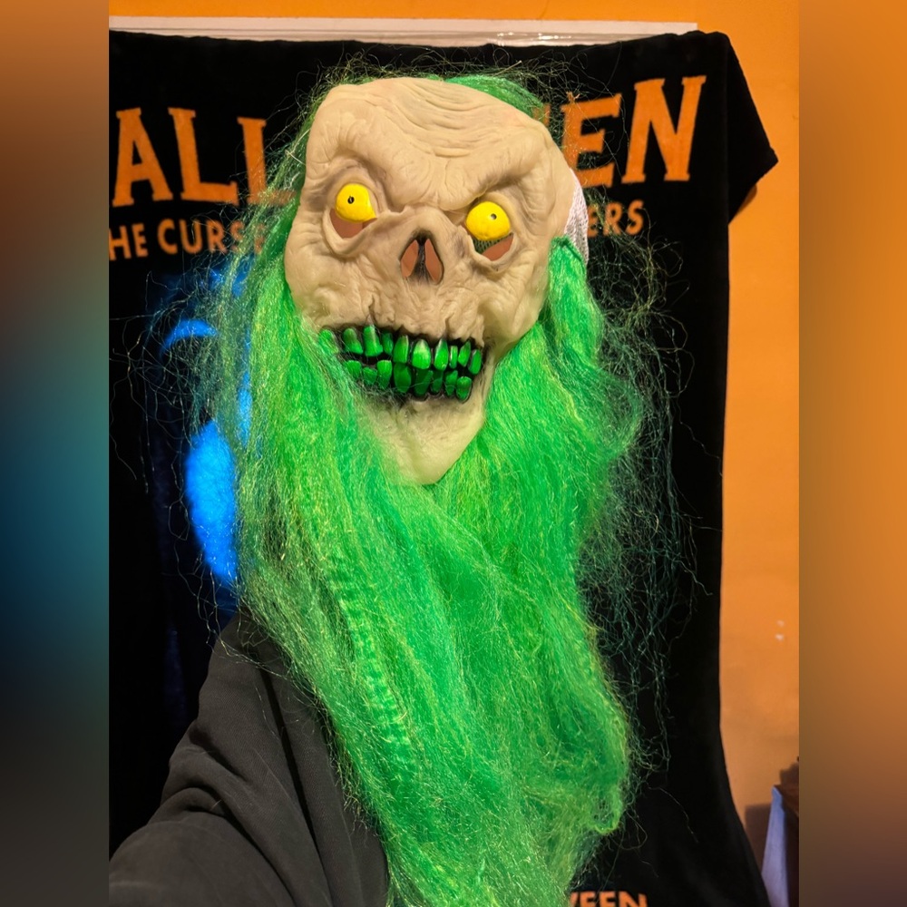 Spirit Halloween Green Toxic Zombie Skull Mask Skeleton Blacklight Don Post